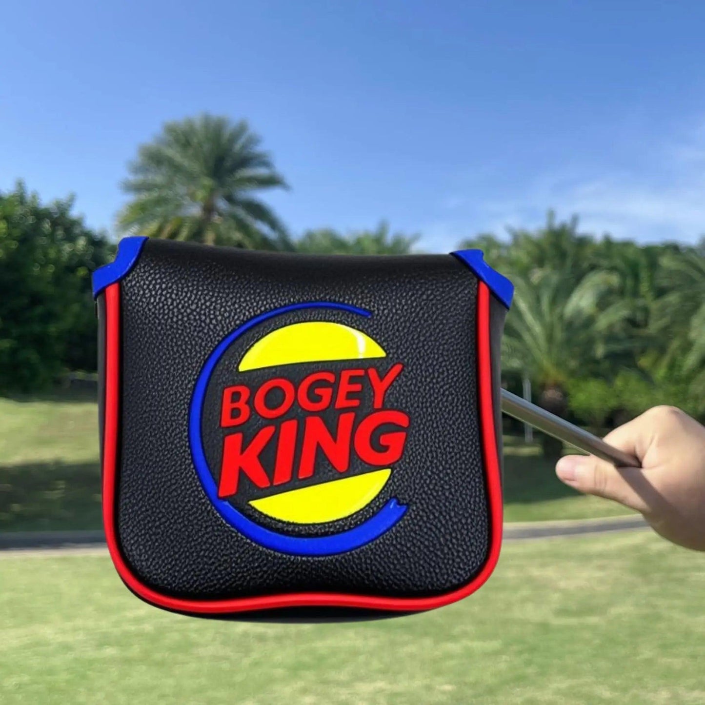 Funny Golf Headcover Golf Club Head Covers Bogey King PU Leather Golf Blade Mallet Putter Cover, Golf Accessories for Day