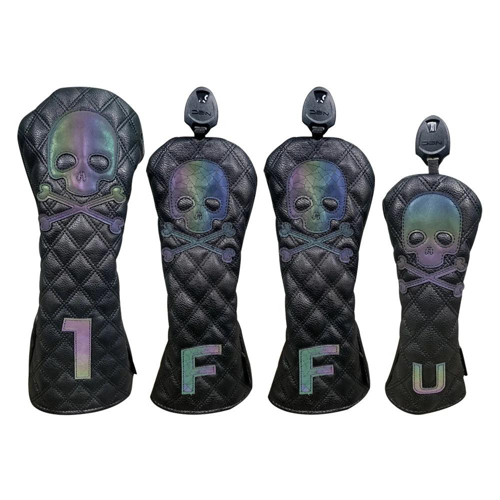 Golf Wood Cover Skull For Driver Fairway Hybrid Waterproof Protector Set PU Leather Soft Durable Golf Club Covers