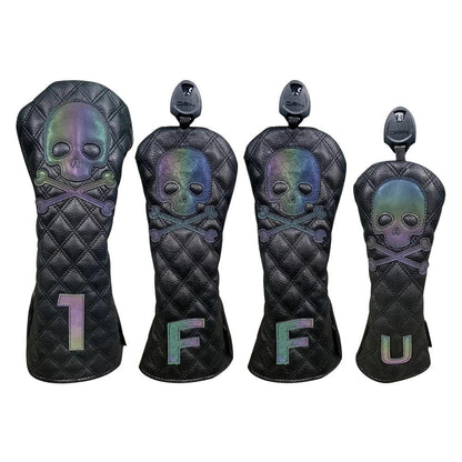 Golf Wood Cover Skull For Driver Fairway Hybrid Waterproof Protector Set PU Leather Soft Durable Golf Club Covers