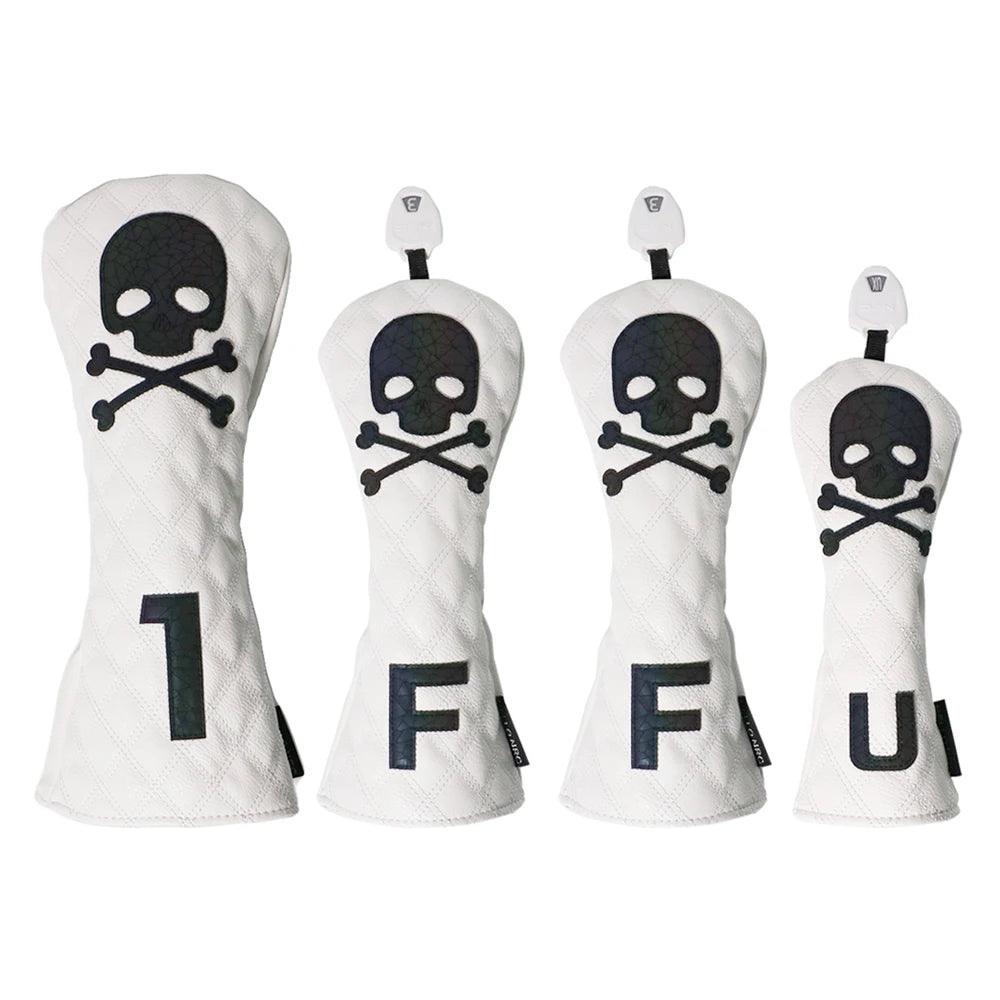 Golf Wood Cover Skull For Driver Fairway Hybrid Waterproof Protector Set PU Leather Soft Durable Golf Club Covers