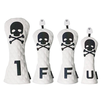 Golf Wood Cover Skull For Driver Fairway Hybrid Waterproof Protector Set PU Leather Soft Durable Golf Club Covers