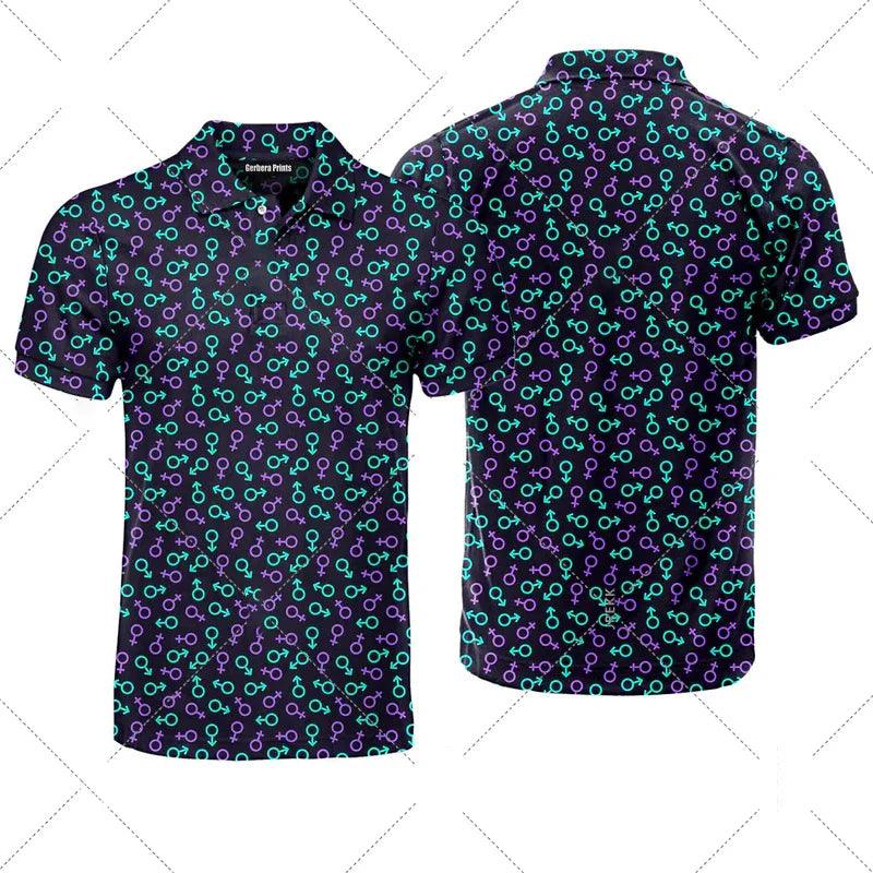 Funny Men's humorous printed golf polos. NSFW Not Safe for Work. Breathable. Hidden images. Adult polos.