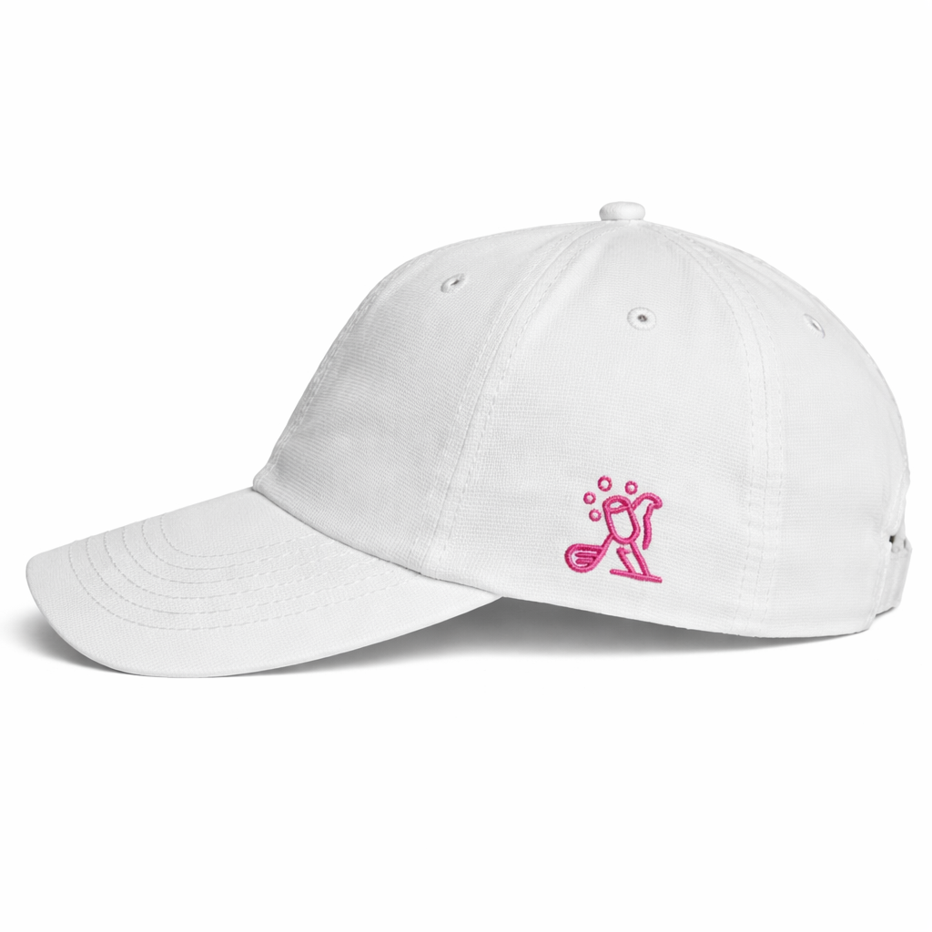 Birdies & Bubbles Bubbly Birdie Women’s Golf Cap – Adjustable Performance Golf Hat White