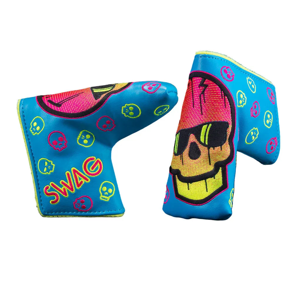 Swag Golf Neon Blue Dripping Skull Blade Putter Headcover - GOLF LEAGUE