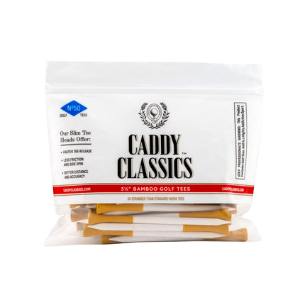 Original Caddy Classics Tees | 50 Slender bamboo 3¼ Inch Golf Tees