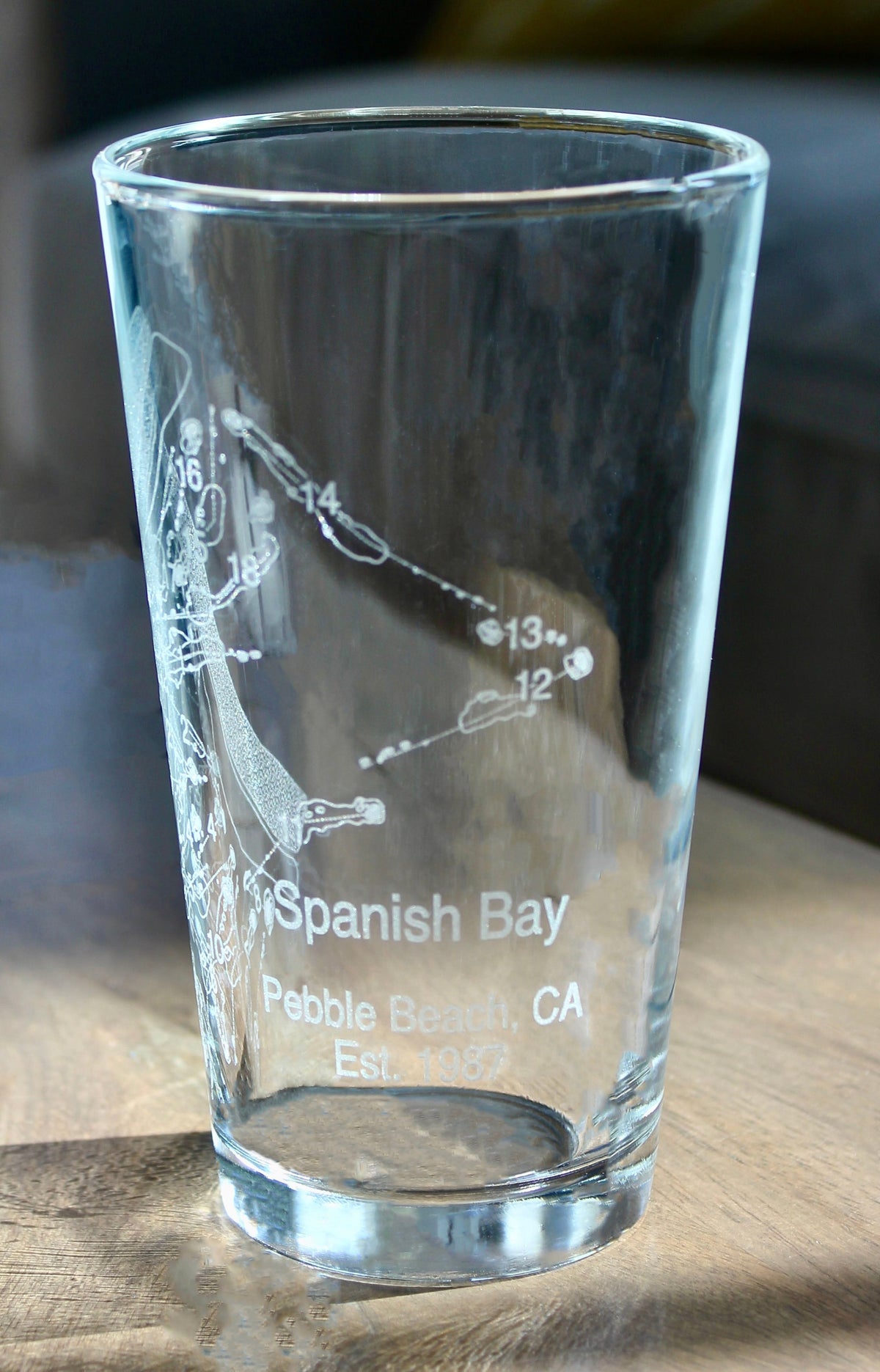 Spanish Bay Golf Course - Pebble Beach, CA - Laser Engraved Course Map Glasses