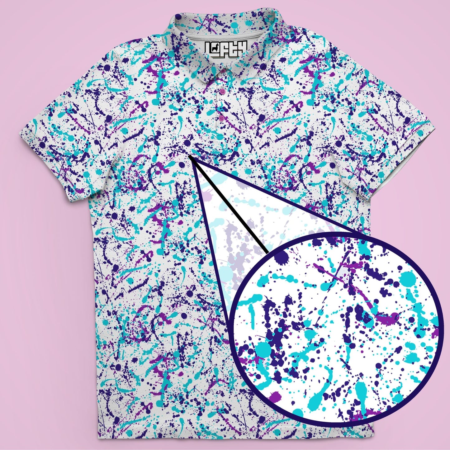 Spray 'N' Slay | 90's Jazz Color Paint Splatter Golf Polo for Men (RELAXED FIT)