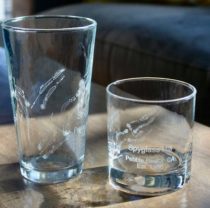 Spyglass Hill Golf Course  - Pebble Beach California - Laser Engraved Glasses - wine, cocktail, beer, champagne glassware