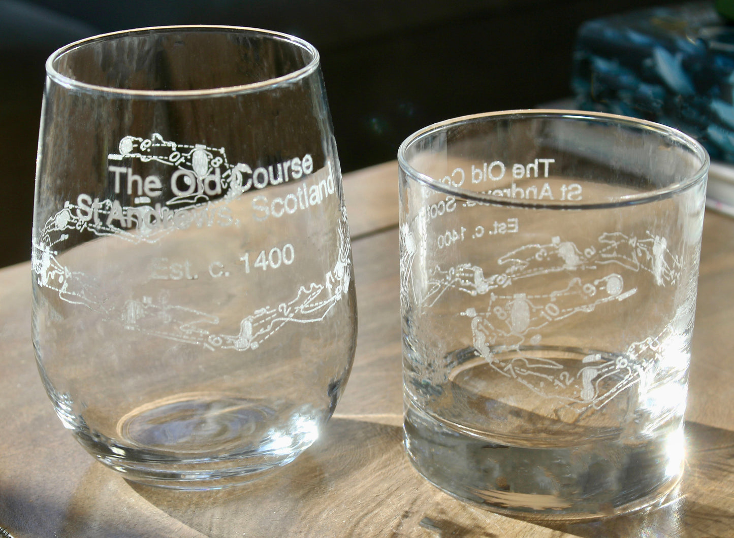 St Andrews  Golf Course - The Old Course- Laser Engraved Golf Course Map Glasses