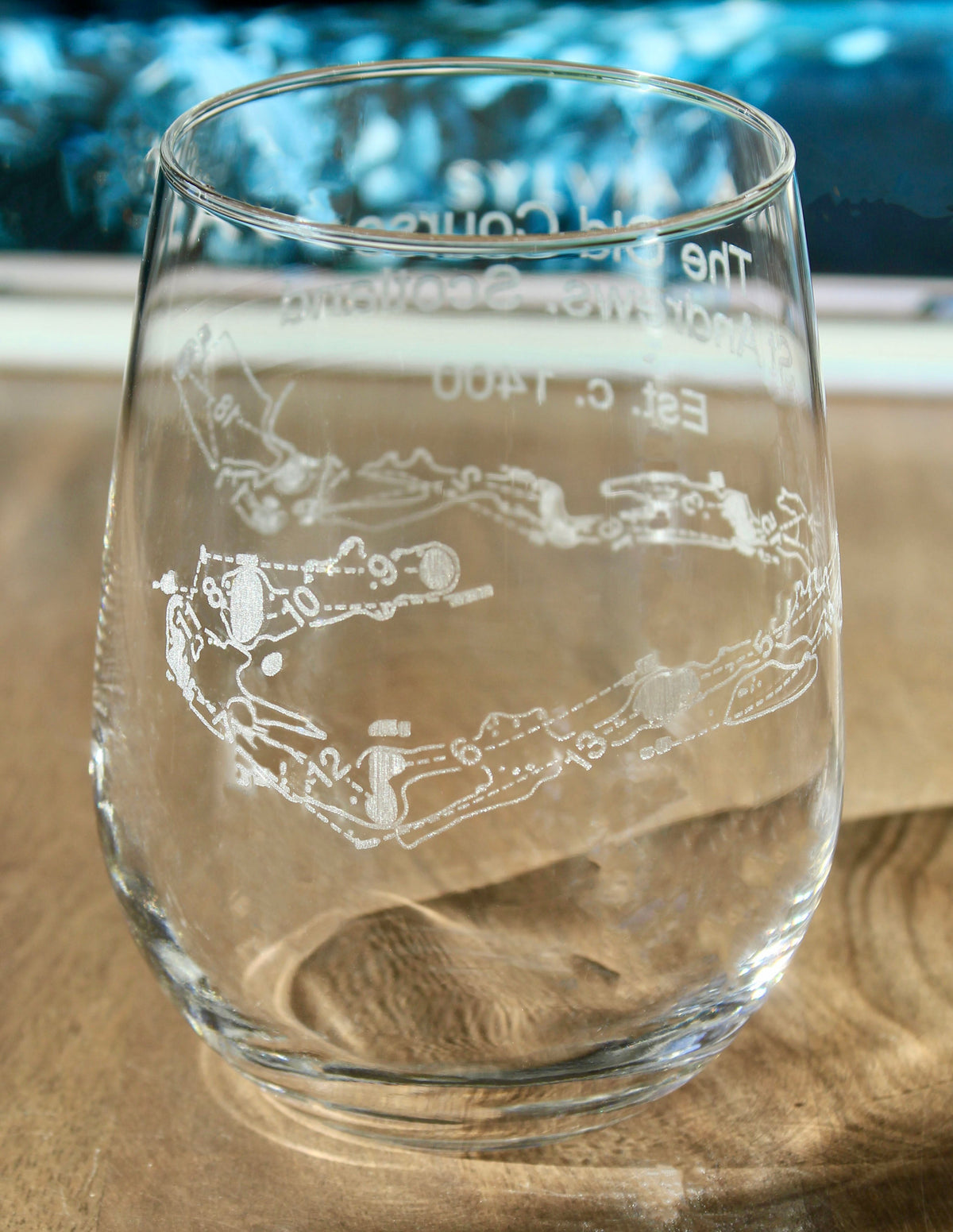St Andrews  Golf Course - The Old Course- Laser Engraved Golf Course Map Glasses