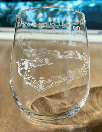St Andrews  Golf Course - The Old Course- Laser Engraved Golf Course Map Glasses