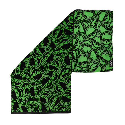 Swag Golf - Stacked Skulls Green/Black Golf Towel - GOLF LEAGUE
