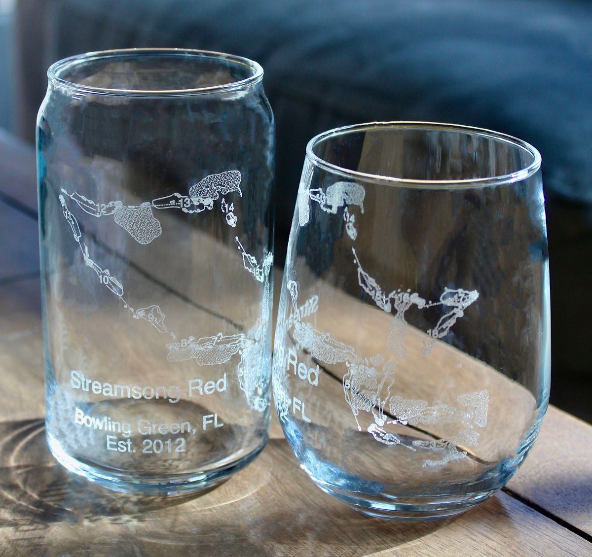 Streamsong Red Golf Course - Laser Engraved Golf Course Map Glasses
