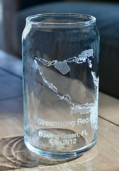 Streamsong Red Golf Course - Laser Engraved Golf Course Map Glasses