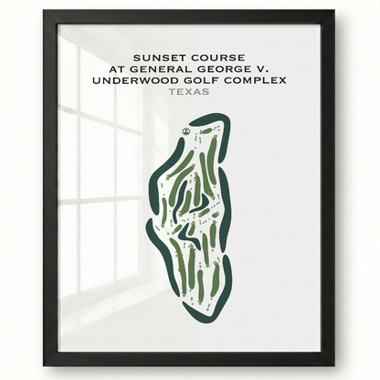Sunset Course at General George V. Underwood Golf Complex, Texas - Printed Golf Courses