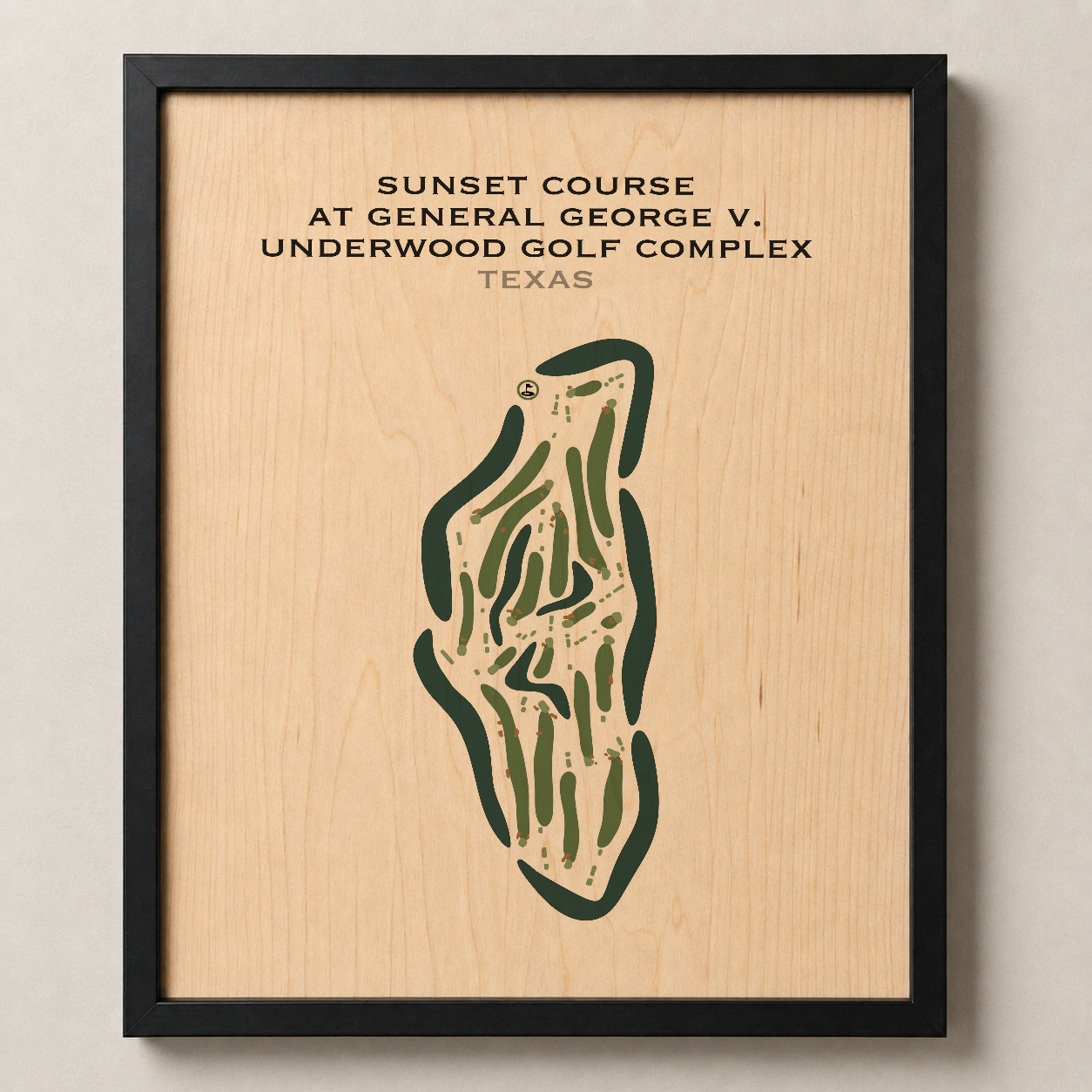 Sunset Course at General George V. Underwood Golf Complex, Texas - Printed Golf Courses