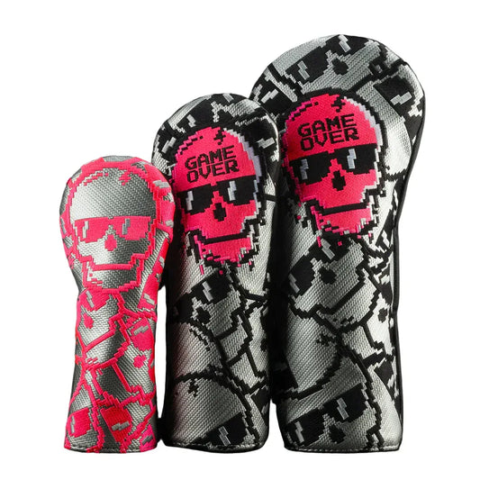 Swag Golf Neon Pink Game Over Stacked Skulls Fairway Wood Headcover Set - GOLF LEAGUE