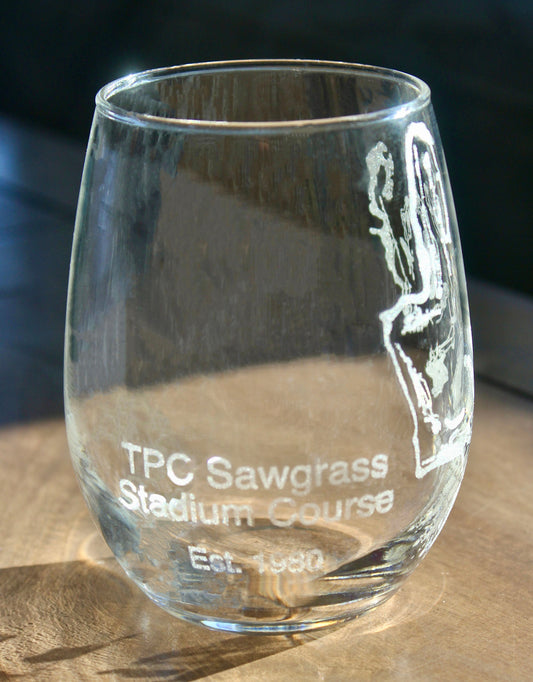 TPC Sawgrass Stadium Course - Laser Engraved Golf Course Map Glasses