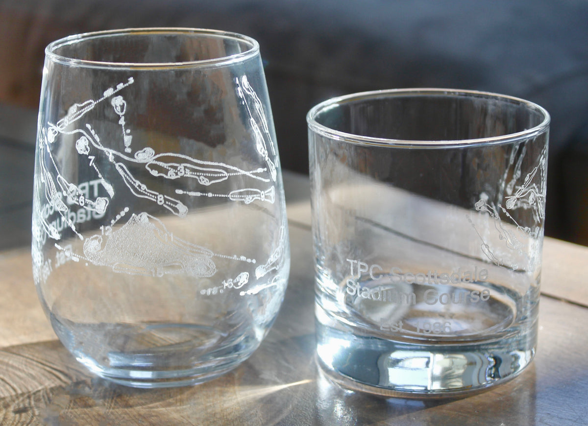 TPC Scottsdale Stadium Course - Laser Engraved Golf Course Map Glasses