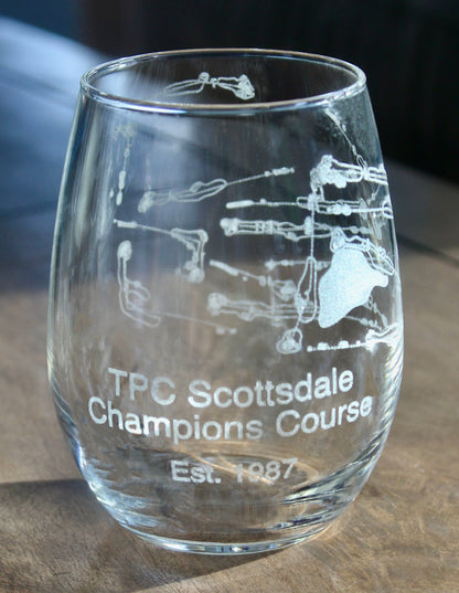 TPC Scottsdale Champions Course - Laser Engraved Golf Course Map Glasses
