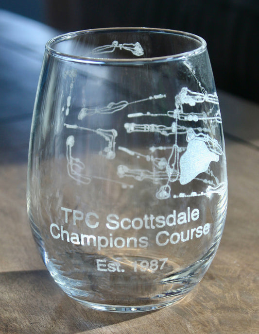 TPC Scottsdale Champions Course - Laser Engraved Golf Course Map Glasses
