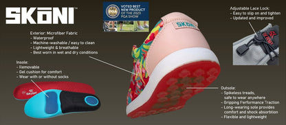 SKŌNI Women's Golf Shoe Waterproof- Pink Floral
