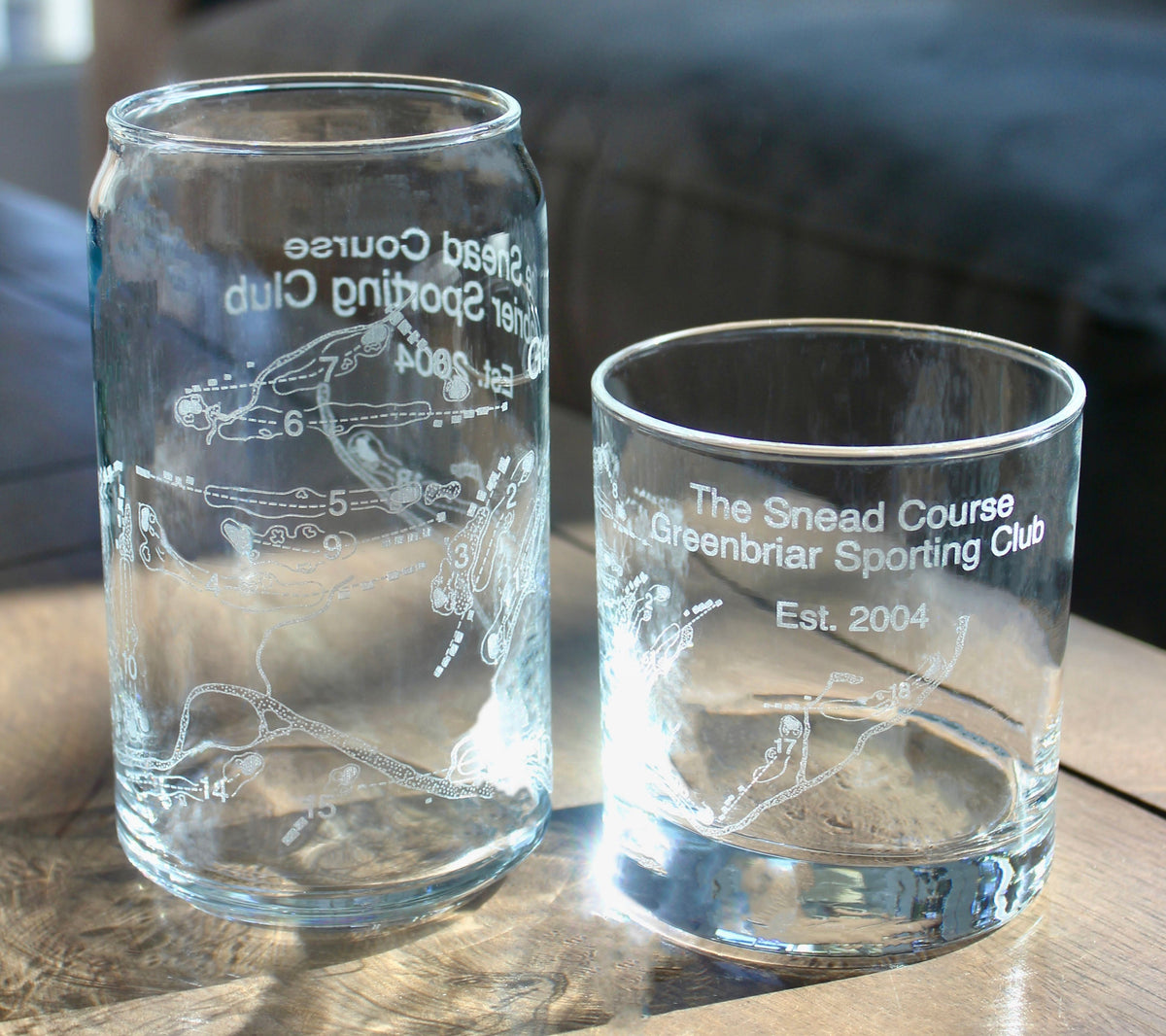 The Snead Course - Greenbrier Sporting Club - Laser Engraved Golf Course Map Glasses