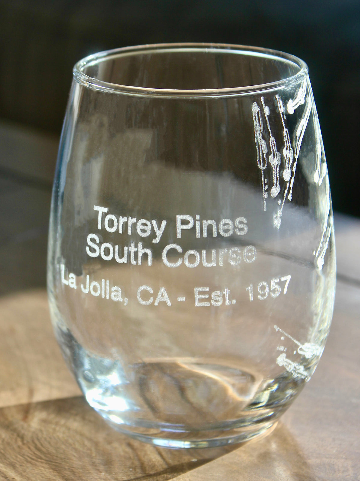 Torrey Pines South Course - Laser Engraved Golf Course Map Glasses