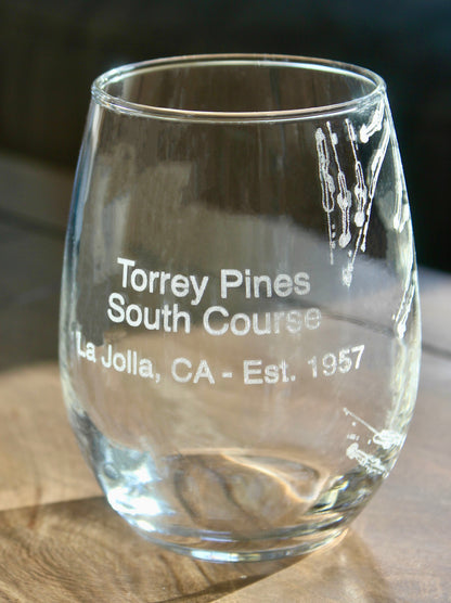 Torrey Pines South Course - Laser Engraved Golf Course Map Glasses