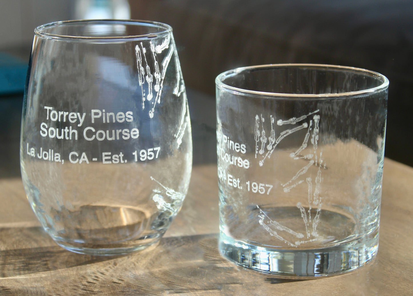 Torrey Pines South Course - Laser Engraved Golf Course Map Glasses