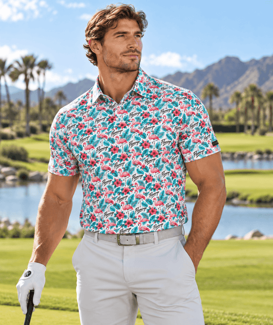 Tropical Birdie Men's Premium Golf Polo