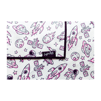 Lost in Space Golf Towel | 24” x 16” Microfiber Towel | Magnetic Clip & Carabiner | Premium Golf Accessory | Astronaut UFO