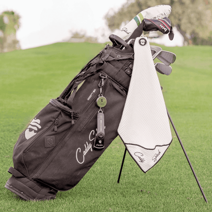 Golf Pocket Mag Towel - White + Golf Club Water Brush Pro Bundle