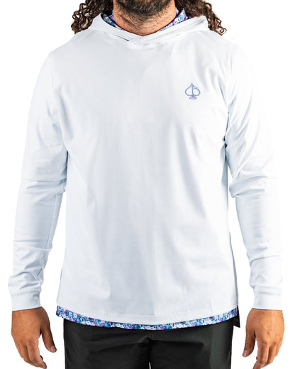 Performance Golf Hoodie - White Petals