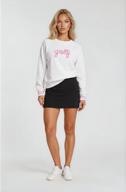 Golf, But Make It Cute Crewneck | Women’s Golf Sweatshirt White | Birdies & Bubbles