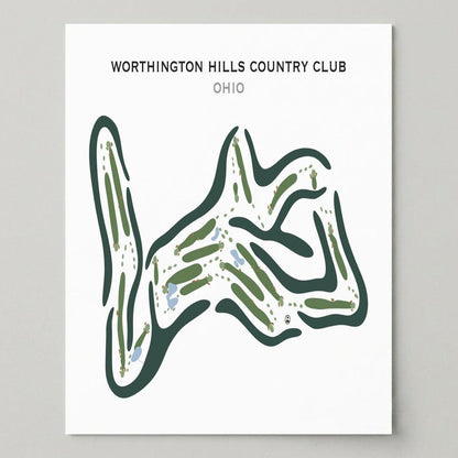 Worthington Hills Country Club, Ohio - Printed Golf Courses