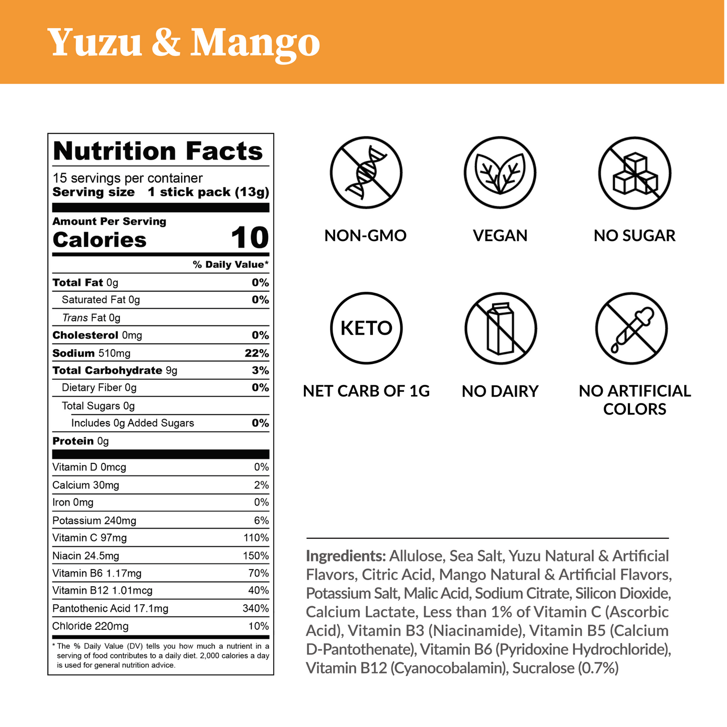 Yuzu & Mango Electrolytes - Zero Sugar