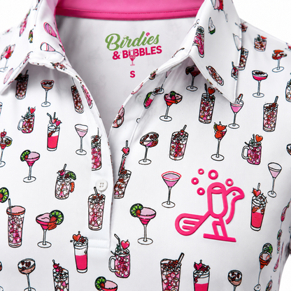 The Par-Tee Pour Polo | Women’s Cocktail Print Golf Polo Shirt