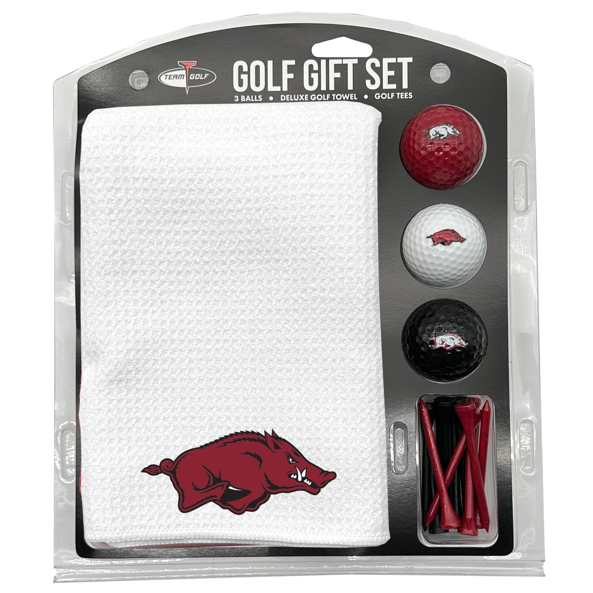 Arkansas Razorbacks White Microfiber Towel Golf Gift Set