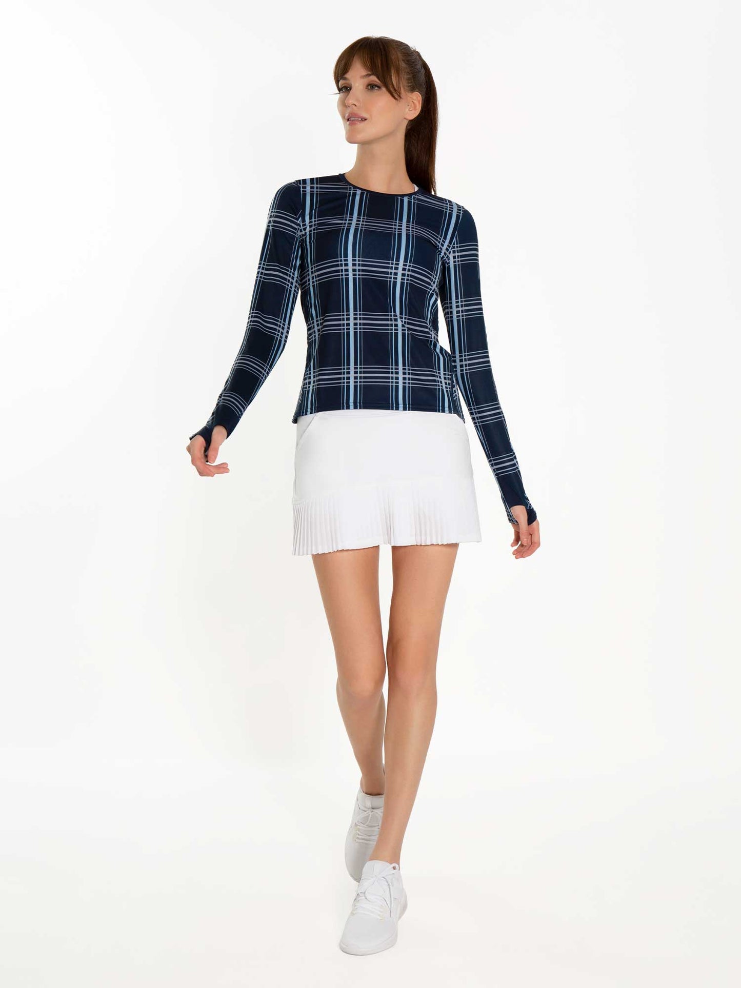 Ashley Asymmetrical 15" Pleated Skirt - White