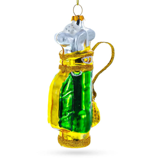 Golden Golf Bag Glass Christmas Ornament - GOLF LEAGUE