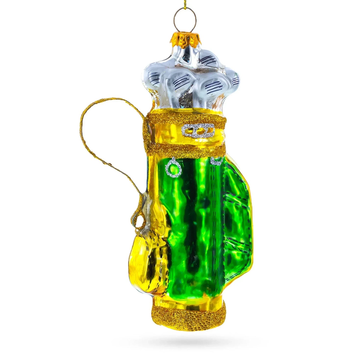 Golden Golf Bag Glass Christmas Ornament - GOLF LEAGUE