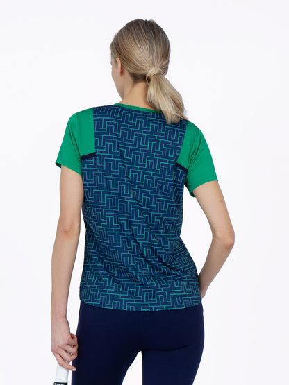 Colorblock Active Sofia Short Sleeve Crew Neck	- Ink Tessel/Ivy
