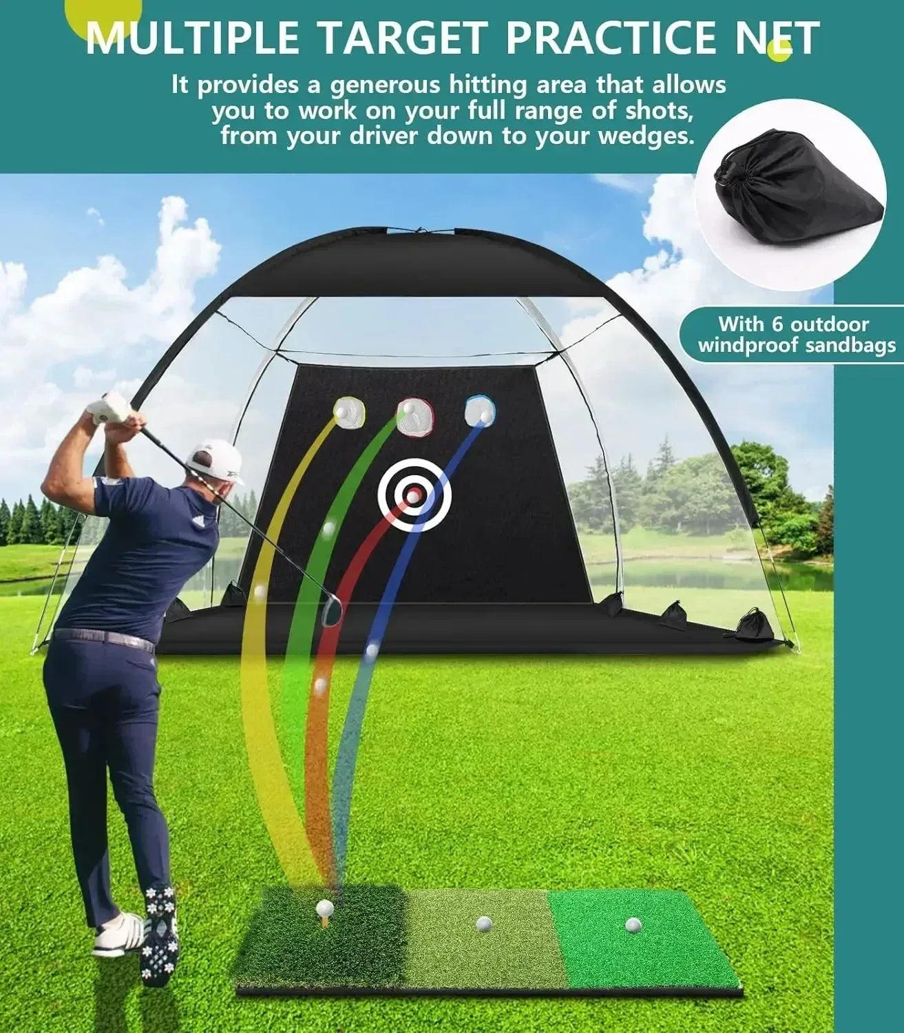 dcutie-10x7ft-golf-practice-net-with-tri-turf-mat-target-carry-bag-for-backyard-training-445834 - GOLF LEAGUE