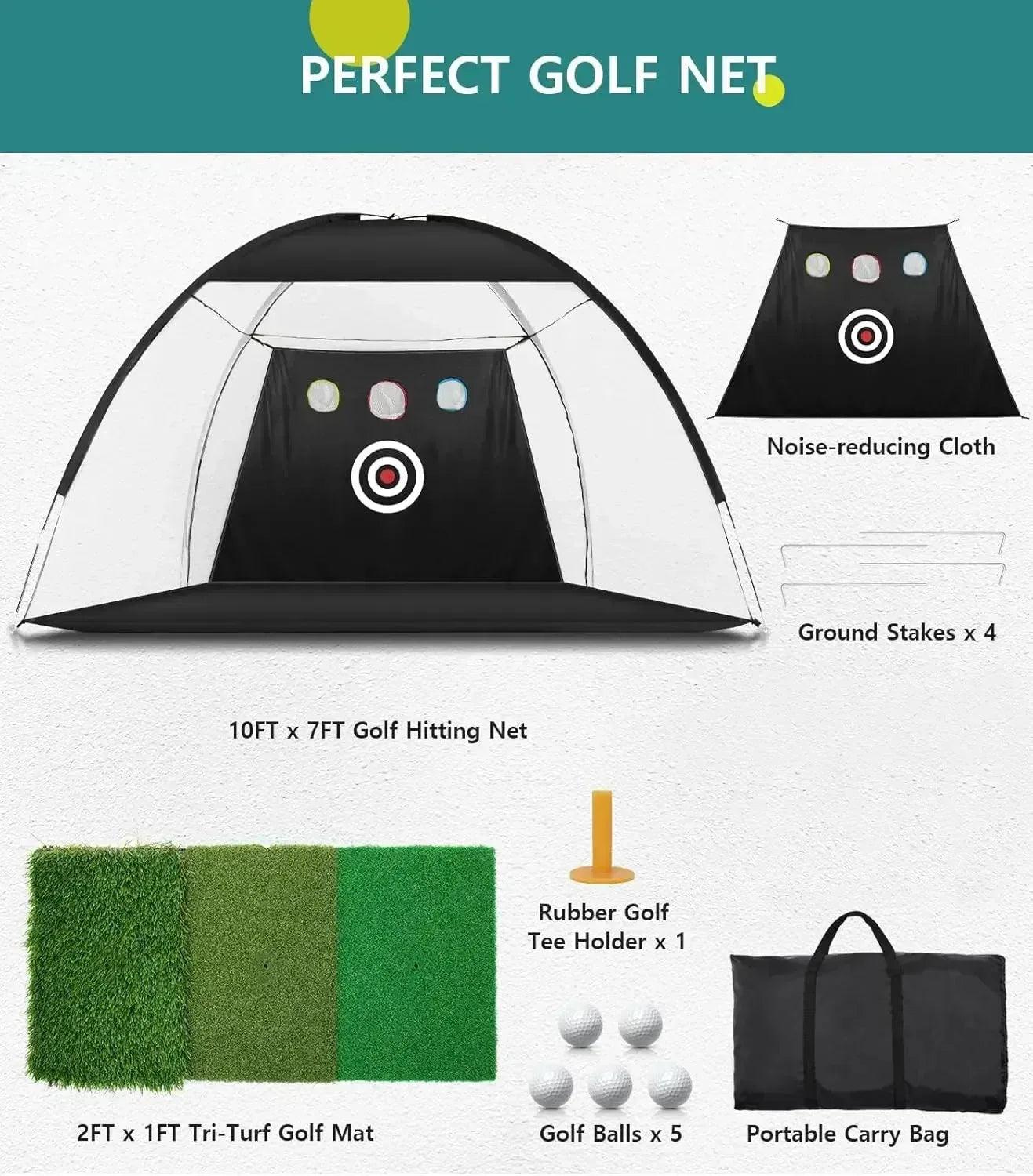 dcutie-10x7ft-golf-practice-net-with-tri-turf-mat-target-carry-bag-for-backyard-training-637369 - GOLF LEAGUE