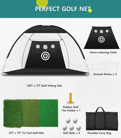 dcutie-10x7ft-golf-practice-net-with-tri-turf-mat-target-carry-bag-for-backyard-training-637369 - GOLF LEAGUE