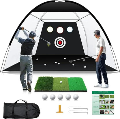 dcutie-10x7ft-golf-practice-net-with-tri-turf-mat-target-carry-bag-for-backyard-training-811173 - GOLF LEAGUE