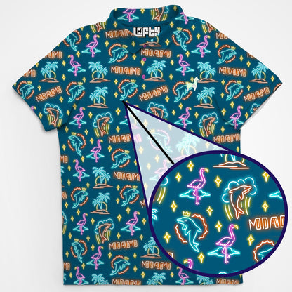 Phin High | Miami/NightLife Neon Dolphin Golf Polo for Football Fans