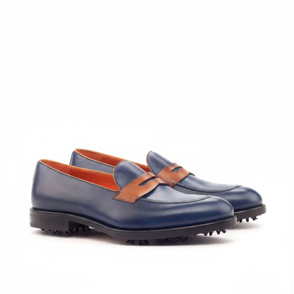 double-eagle-loafer-golf-shoes-men-blue-brown-leather-loafers-378 - GOLF LEAGUE