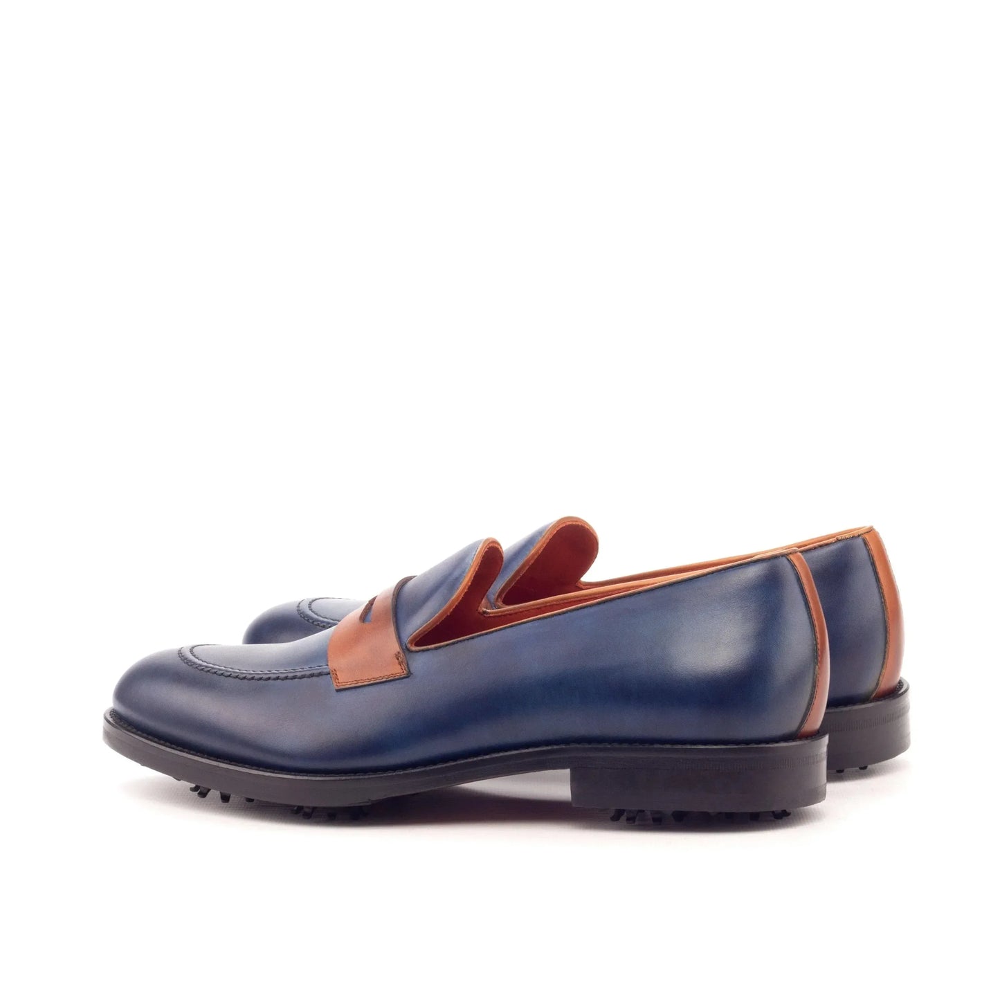 double-eagle-loafer-golf-shoes-men-blue-brown-leather-loafers-447 - GOLF LEAGUE